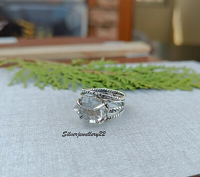 #ad Herkimer Diamond Ring 925 Sterling Silver Diamond Ring Rough Herkimer Ring $14.39