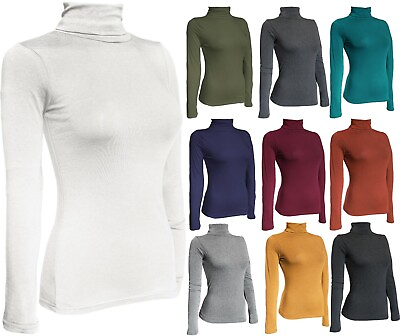 Women#x27;s Basic Turtleneck Long Sleeve Top Shirts Layering Top $13.95
