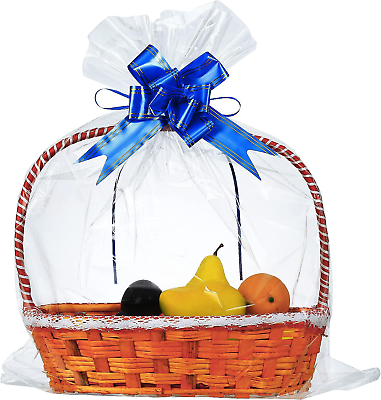 50 Packs Large Cellophane Bags 24 X 30 Clear Cellophane Gift Basket Wraps Extra $31.61