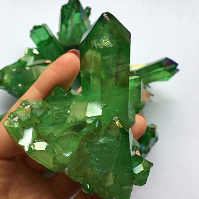 #ad Natural Green Crystal Cluster Quartz Stone Gems Healing Mineral Reiki Ornament GBP 6.80