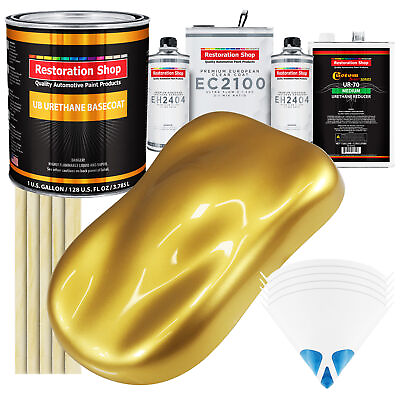 #ad Anniversary Gold Metallic Urethane Auto Paint Gallon Kit amp; European Clear Coat $436.99