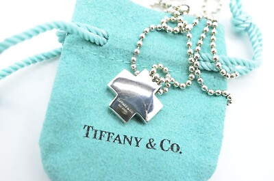 #ad TIFFANY amp; Co Roman Cross Sterling Silver 925 Ball Chain Pendant Necklace 02 $128.78