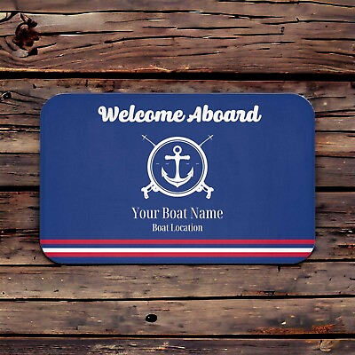 #ad Custom Welcome Aboard Boat Mat Personalized Name Anchor Door Mats Non Slip Rug $33.89