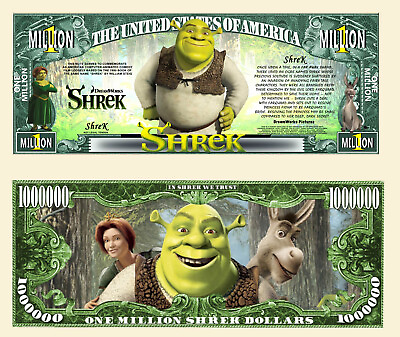 #ad Shrek Million Dollar Bill Play Funny Money Novelty Note FREE SLEEVE $1.78