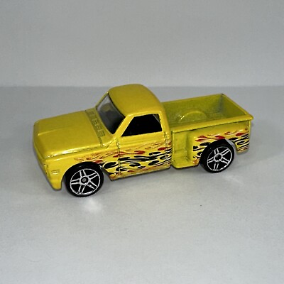 #ad Hot Wheels Custom 69 Chevy 2005 Heat Fleet II Diecast Car Yellow Red Black Flame $8.42