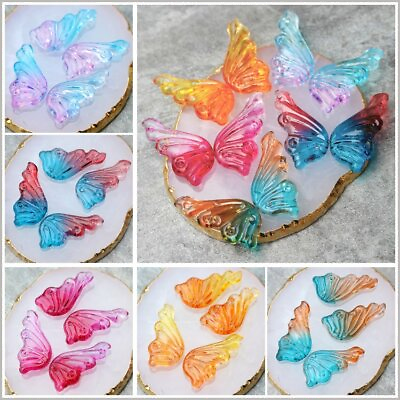 #ad CHOOSE COLOR 10Pcs 5Pairs Czech Lampwork Glass Butterfly Pressed Beads HH6746 $12.59