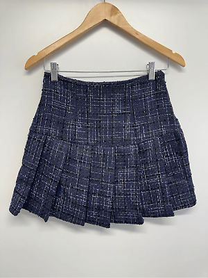 #ad AQUA Tweed Mini Skirt Size Extra Small Pleated Multi Zip Closure NWT $45.00