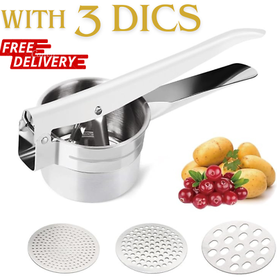 #ad Heavy Duty Potato Ricer Masher stainless steel with 3 Removable discs Kitchen. $18.99