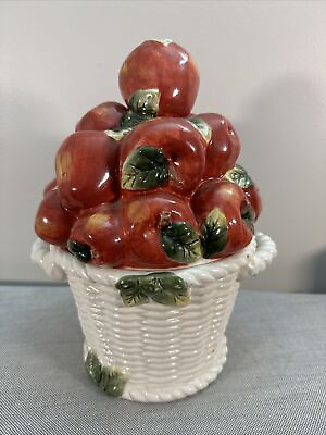 #ad 1990s Kaldun and Bogle Majolica Style Apple Jar Topiary $14.95