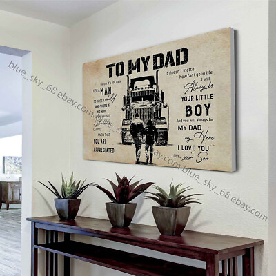 #ad Truck Driver Gift From Son To My Dad My Hero Father Is Day Vintage Decor Post... $14.32