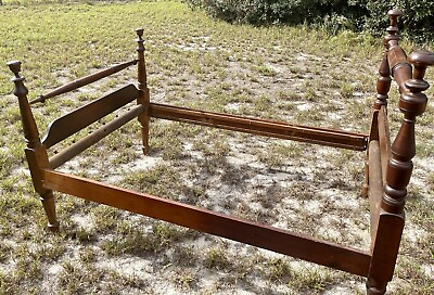 #ad Antique 1800s Wood Plantation Rope Bed Frame 19th Century Old Furniture Full ? $99.99