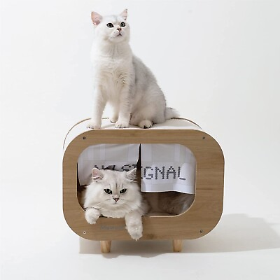 #ad MewooFun Cat House Cat Condo TV Cat Bed Indoor Wooden Cat Shelter Cats Furniture $39.99