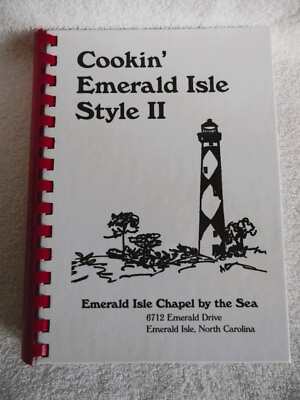 #ad COOKIN#x27; EMERALD STYLE II cookbook NC Lighthouse Chapel Sea church spiral HB $18.00