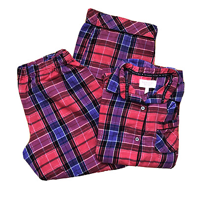 #ad Victoria’s Secret Holiday Flannel Plaid 2 Piece Pajama Sleepwear Set Size M $29.95