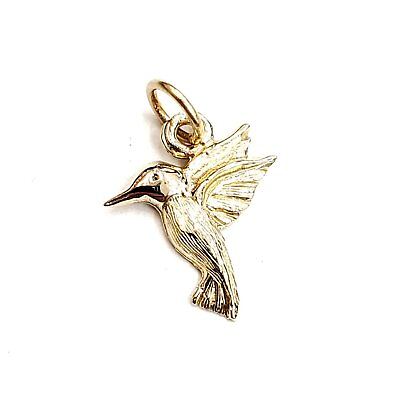 #ad New 14k yellow Gold Tiny Solid Hummingbird Pendant charm gift fine jewelry 0.7g $69.00