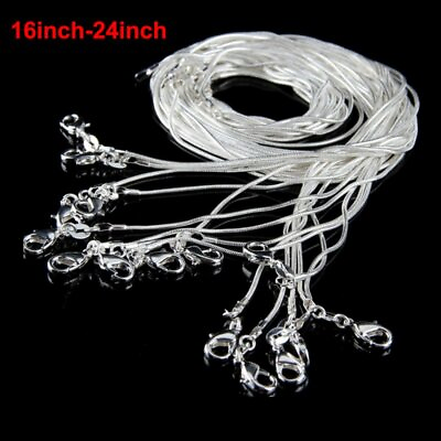 Lot 10PCS Wholesale 925 Sterling Solid Silver 1MM Snake Chain Necklace 16 24inch C $4.59