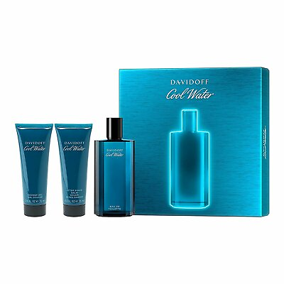 #ad Davidoff Cool Water 3 Set EDT 4.2oz. Spray Shower Gel Shave Balm 2. 5 oz. $45.95