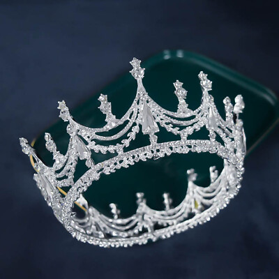 #ad 7cm Tall Large Round Crown Crystal Wedding Bridal Queen Princess Prom Tiara $27.00