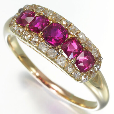 #ad Ruby Rough cut Diamond Vintage Ring 14K 585 Yellow Gold $1069.86