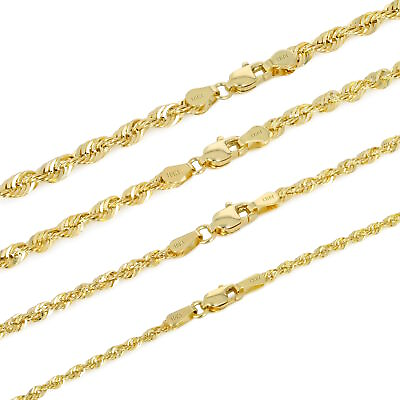 #ad 10K Yellow Gold 1.5mm 4mm Laser Diamond Cut Rope Chain Pendant Necklace 16quot; 30quot; $58.99