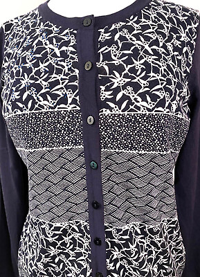 #ad #ad Charter Club Navy Blue Patterned Women#x27;s Button Front Sweater Size L $17.99