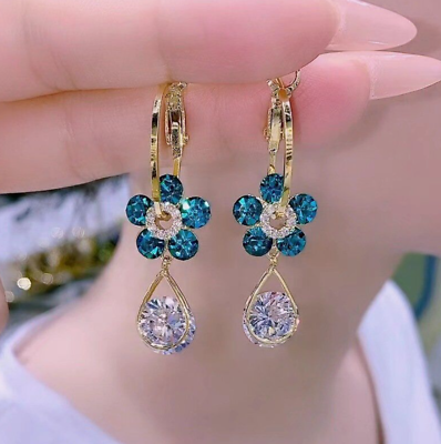 #ad Fashion Waterdrop Flower Crystal Earrings Drop Dangle Women Wedding Jewelry Gift $8.78