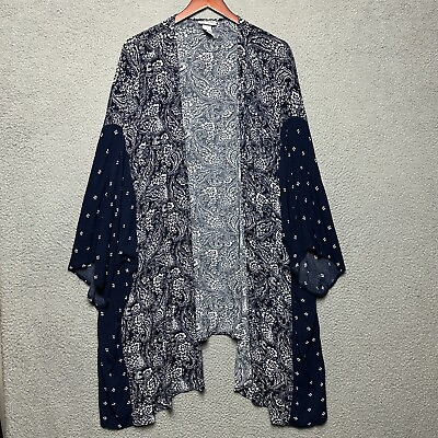 #ad Catherines Kimono Women 4X 5X Plus Blue Floral Spring Beach Flowy Cover Up $24.97