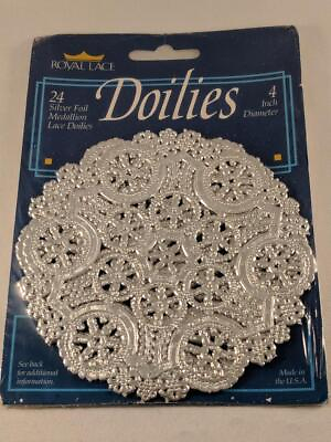 #ad #ad Royal Lace 4quot; silver medallion doilies 24ct $2.99