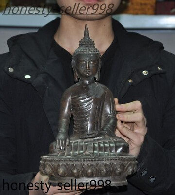 #ad 12quot; Tibetan ancient temple bronze Shakyamuni Sakyamuni Shakya Mani Buddha statue $254.15