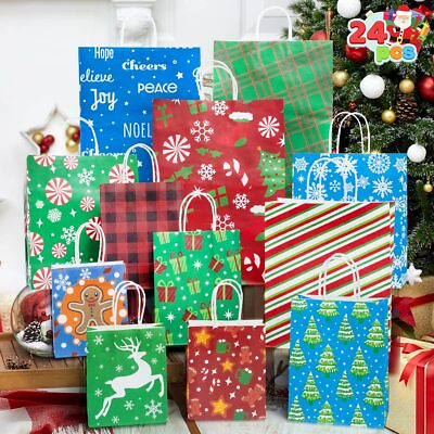 #ad Christmas Gift Bags Bulk with Handle for Holiday Wrapping Xmas Goody Bags $23.99