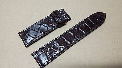 #ad 24mm 22mm Padded Brown Genuine Alligator Leather Watch Strap Deployment Band $36.00