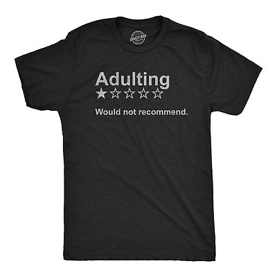 #ad Mens Adulting Would Not Recommend T Shirt Funny Sarcasm Joke Gag Gift Novelty $6.80