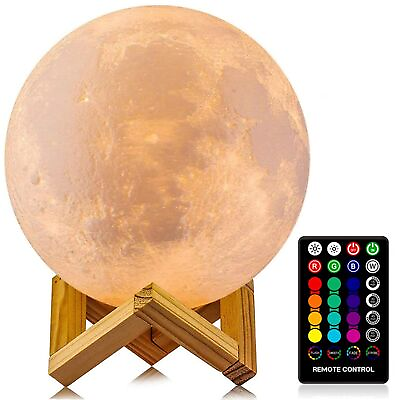 #ad Moon Lamp 16 Colors LED Night Light for Kids 3D Printing Moon Light with Sta... $29.86