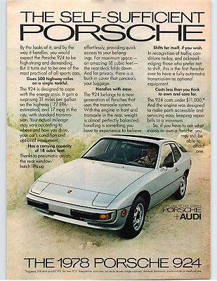 #ad 1978 Porsche 924 Silver Self Sufficient Vintage Print Ad 8 x 11 Playboy Magazine $10.97