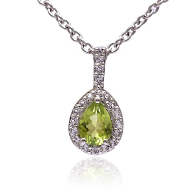 #ad AAA Natural Peridot Gemstone Pendant 925 Sterling Silver Teardrop Jewelry Gift $123.97