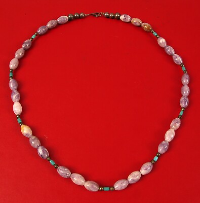 #ad FABULOUS STERLING SILVER COLORFUL AGATE BEAD HIGH FASHION WOMENS NECKLACE NICE $75.00