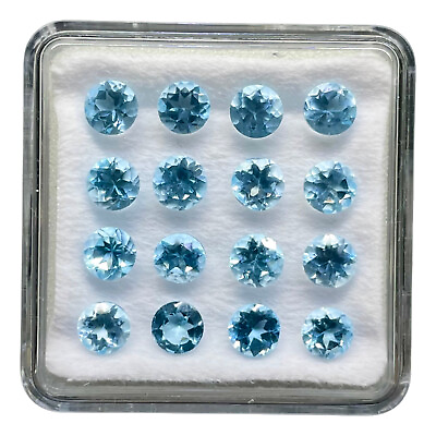 #ad VVS 16 Pcs Natural Sky Blue Topaz 5mm Round Cut Loose Gemstones Wholesale Lot $18.99