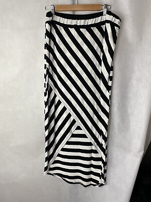 #ad Pure Energy Womens Striped Hi low Skirt Black amp; White Size 1 X $10.70