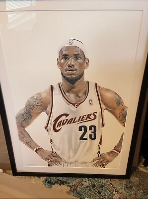 #ad LeBron James 2007 ECF Limited Print 23 Artist Signed Framed Rare Travis Bryar $149.99