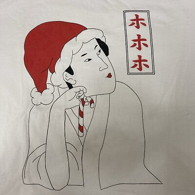 #ad Vintage Lee Total Cotton T Shirt Japanese Ho Ho Ho Christmas Theme Medium $14.00