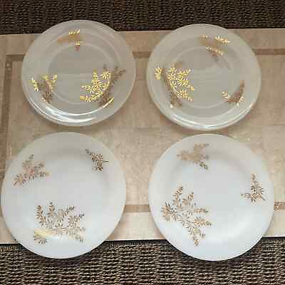 #ad Federal “Golden Glory” white milk glass four 9” plates $48.00