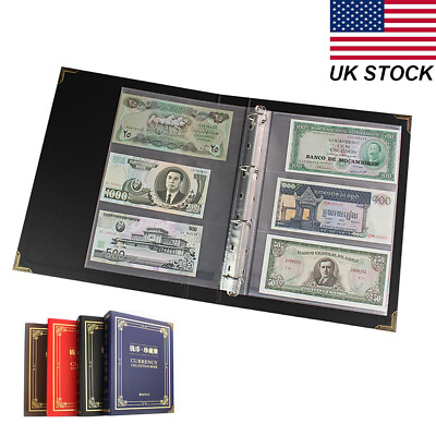 #ad 300PCS Pocket Currency Pages Money Banknote Album Book Collection Storage Sheets $13.25