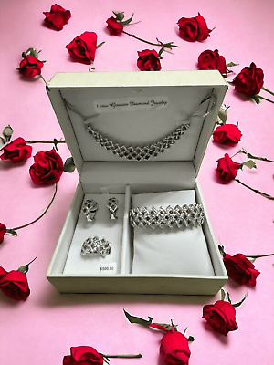 #ad Whiteamp;Black Diamond Jewelry Set Silver Over Brass Valentine $224.72