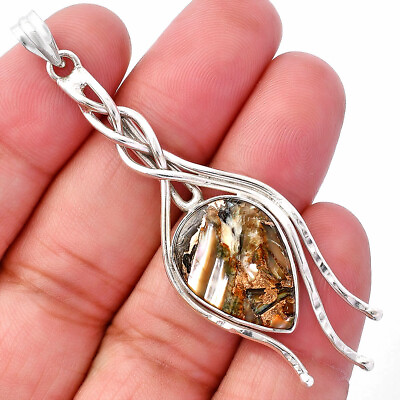 #ad Natural Copper Abalone Shell 925 Sterling Silver Pendant Jewelry P 1728 $16.99