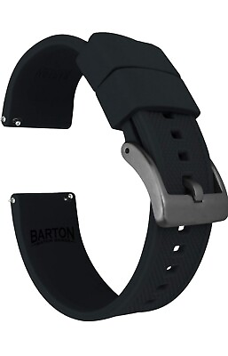 #ad Barton Elite Silicone Watch Band Black And Gunmetal 22mm $14.99