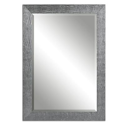 #ad Boutique 42quot; TEXTURED SILVER Wall Mirror Wood Vanity Contemporary $217.80