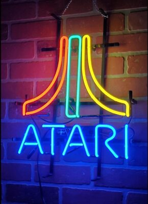 Atari Four Colors Neon Light Sign 14quot;x10quot; Beer Gift Lamp Game Room Artwork Glass $85.79