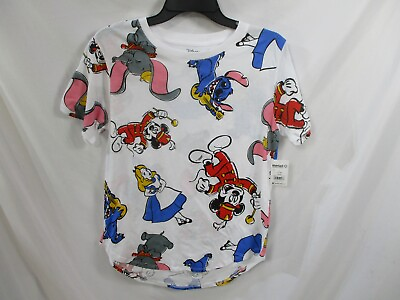 #ad Disney 100 Shirt Womens Large Mickey Dumbo Alice Stitch White Short Sleeve New $14.88