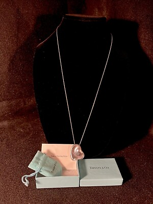 #ad Tiffany amp; Co. Elsa Peretti Full Heart Pendant w Box amp; Pouch Sterling Silver 925 $349.00