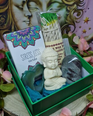 #ad Pretty Crystal Gift Box Tarot Buddha Palmstone Heart Selenite Rope Incense GBP 27.99